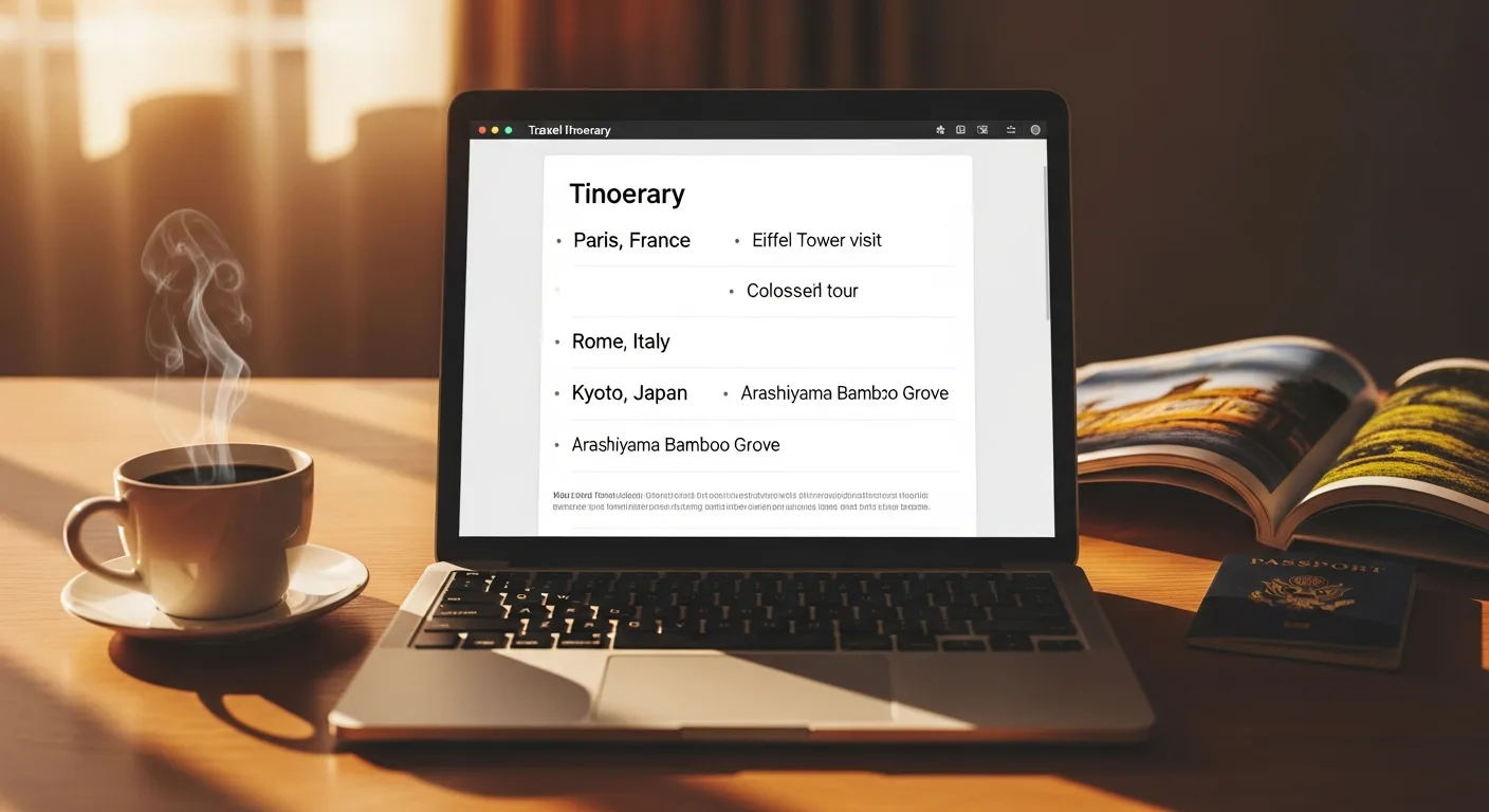 Shared itinerary for a group trip planned with friends